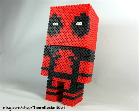 3d Deadpool Perler Bead Figure By Teamrocketwolf Perler Beads Etsy