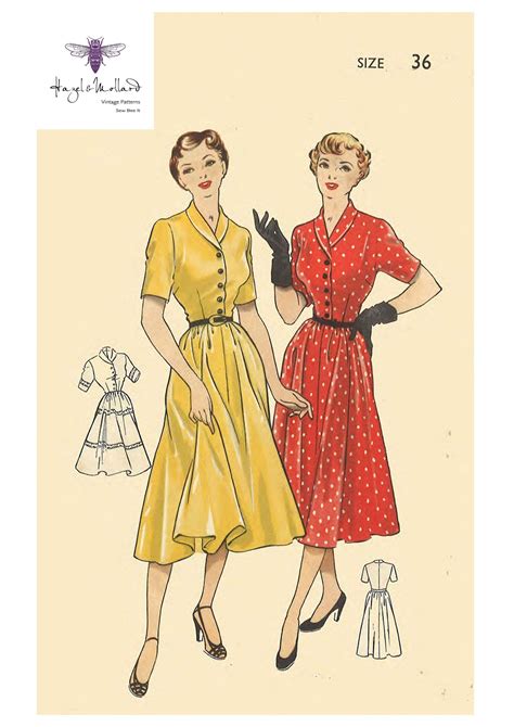 Vintage 1940s Sewing Pattern Two Pretty Tea Dress Bust 36 Wwii Ww2