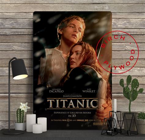 Titanic Poster On Wood Leonardo Dicaprio Kate Winslet Titanic