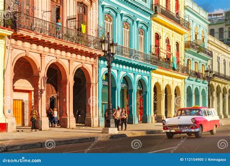 Classic Old Cars And Colorful Buildings In Downtown Havana Editorial Image Image Of Cuba