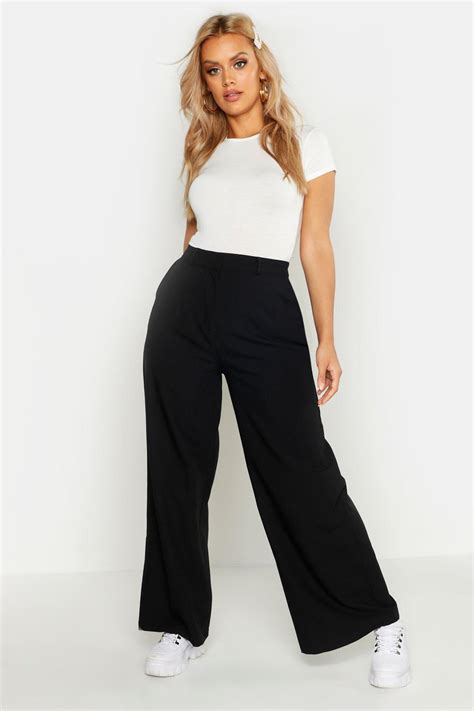 Boohoo Plus Tailored High Waisted Wide Leg Pants In Black Lyst