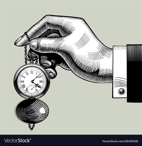 Hand With An Old Clock Retro Pocket Watch Vector Image