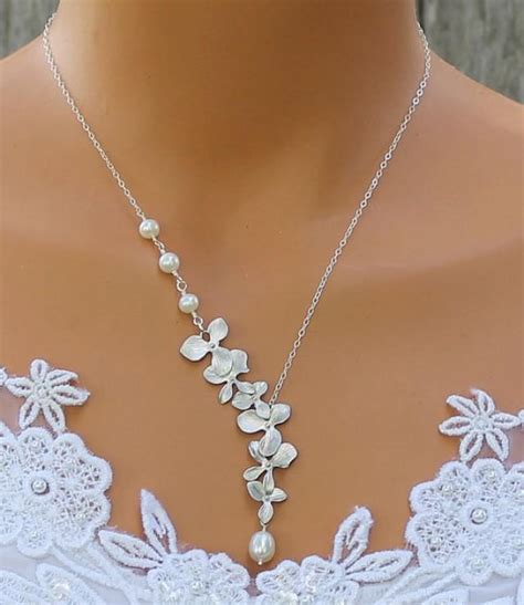 Orchid Necklace Freshwater Pearl Necklace Orchid Cascade Wedding