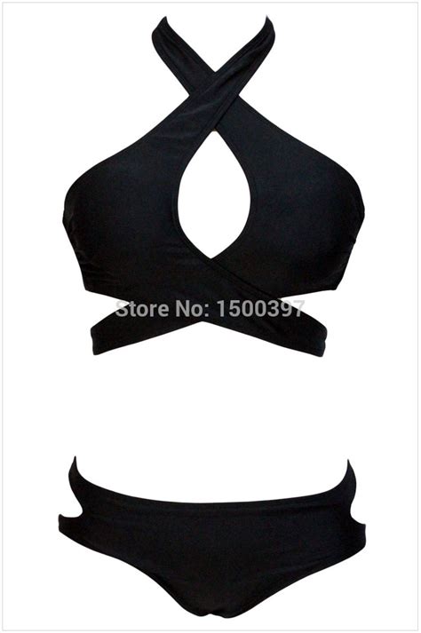 Buy 2015 Sexy Black Criss Cross Top Biquini Womens