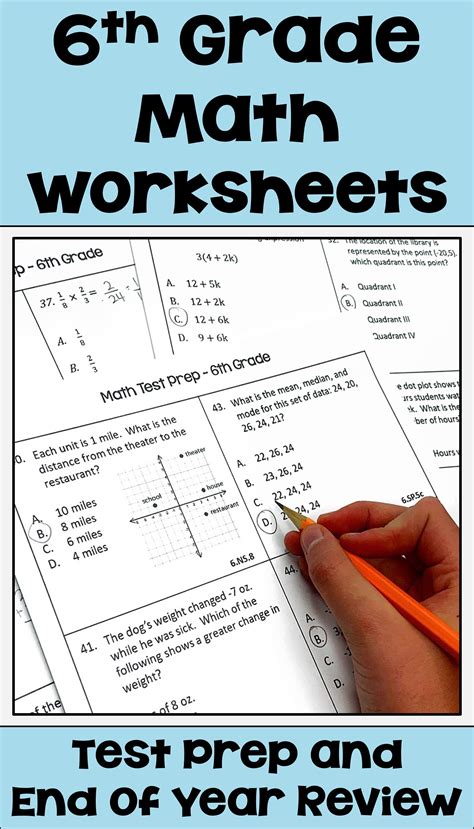 6th Grade Math Review And Test Prep Worksheets 6th Grade Worksheets
