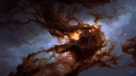 Wallpaper Fantasy Art Reflection Nebula Explosion Cloud