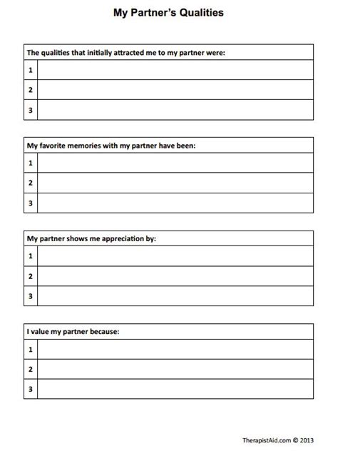 Couples Therapy Exercises Worksheets