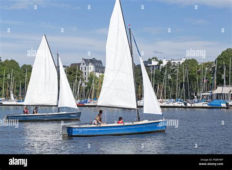 Sailing Boats Lake Außenalster Outer Alster Hamburg Germany Stock