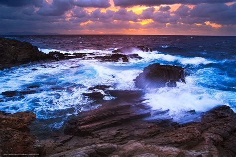 Tlcharger Fond Decran Rocks Mer Nuages Soleil Fonds Decran Images