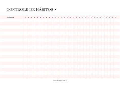 Download Controle De HÁbitos Planejadores Planejador Imprimível