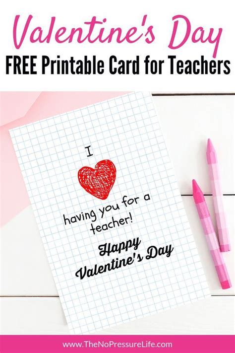 Free Printable Teacher Valentines Day Card That Goes With Any T In