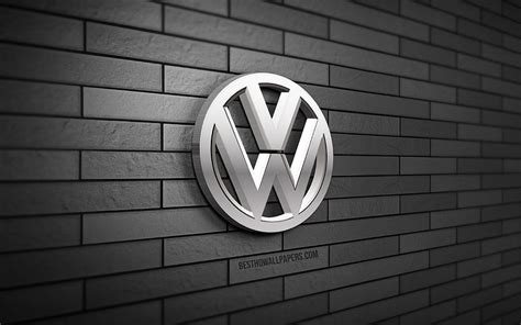 Volkswagen 3d Logo Vw Logo Gray Brickwall Creative Cars Brands