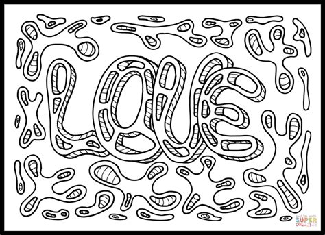 ← valentine heart my true love coloring pages. Psychedelic Pattern with Love Lettering coloring page ...