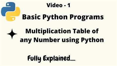 Multiplication Table In Python Basic Python Programs Video