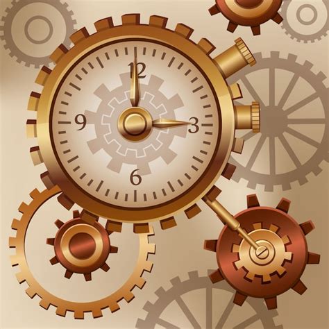Premium Vector Watch And Cogs Steampunk
