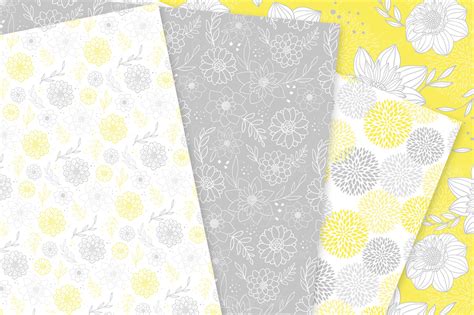 White damask gray grey floral pattern background vinyl. Yellow and Gray Floral Vector Patterns - Light Yellow ...