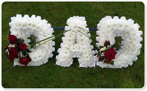 Red and White DAD funeral flowers | Floral Exuberance