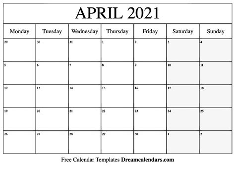 Here we have provided monthly calendar images in jpg format. April 2021 calendar | free blank printable templates