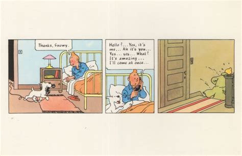 Tintin In Bed Snowy Dog Telephone French Comic Strip Postcard Topics