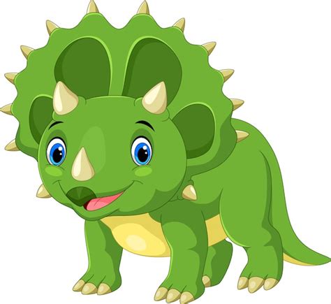 Triceratops Lindo De Dibujos Animados Vector Premium