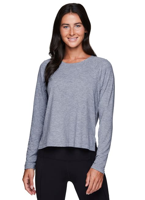 Rbx Active Womens Relaxed Fit Cropped Long Sleeve Ultra Soft T Shirt
