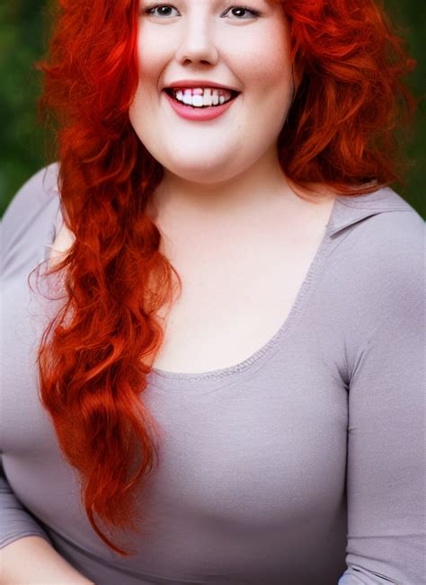 Prompthunt Professional Photo Of A Young Happy Plus Size Redhead Woman