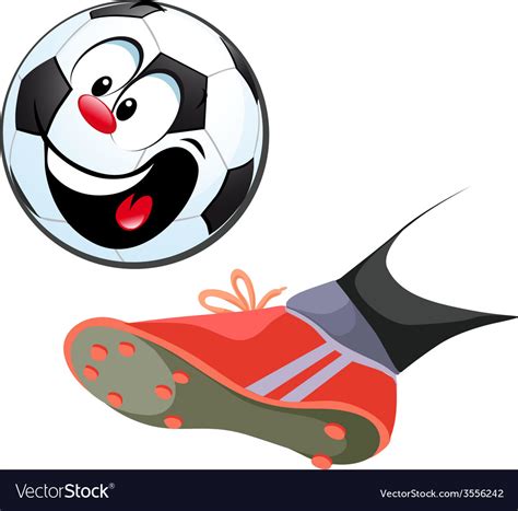 Foot Kicking Funny Soccer Ball Isolated Royalty Free Vector