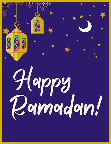 Happy Ramadan Poster Free Star Paper Moon