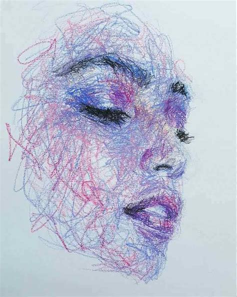 The Artist Draws Amazing Portraits Entirely By Scribbling Trendy Art