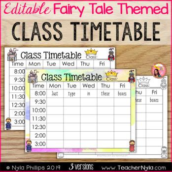 Editable Class Timetable Fairy Tale Theme By Nyla S Crafty Teaching