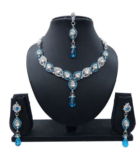 Kc Jewels Blue Alloy Necklace Set Buy Kc Jewels Blue Alloy Necklace