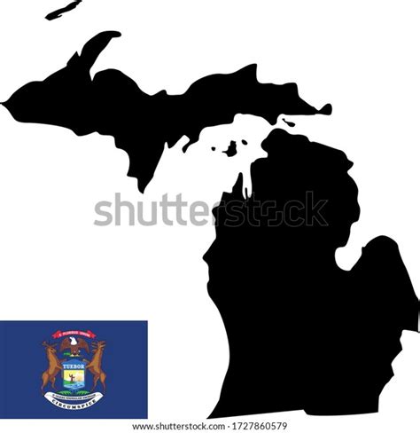 Vector Illustration Michigan Map Flag Stock Vector Royalty Free