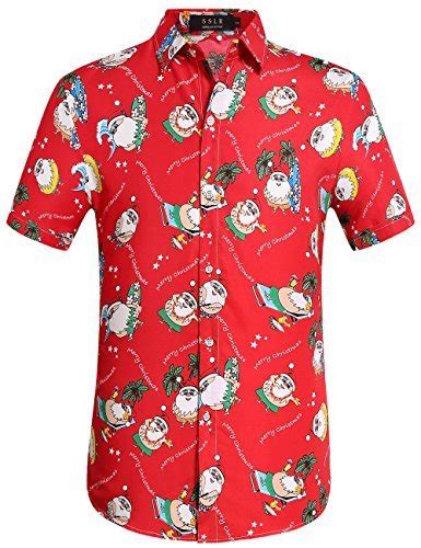 SSLR Men S Tropical Party Santa Claus Casual Hawaiian Ugly Christmas Shirt Small Shirts
