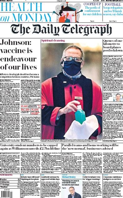 The Daily Telegraph UK Front Page For 4 May 2020 Paperboy Online
