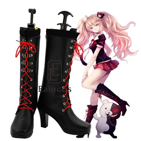 Anime Danganronpa Enoshima Junko Black Boots Cosplay Party Shoes Custom