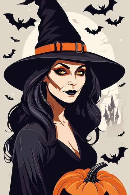 Premium Vector Halloween Witch Vector Art Illustration