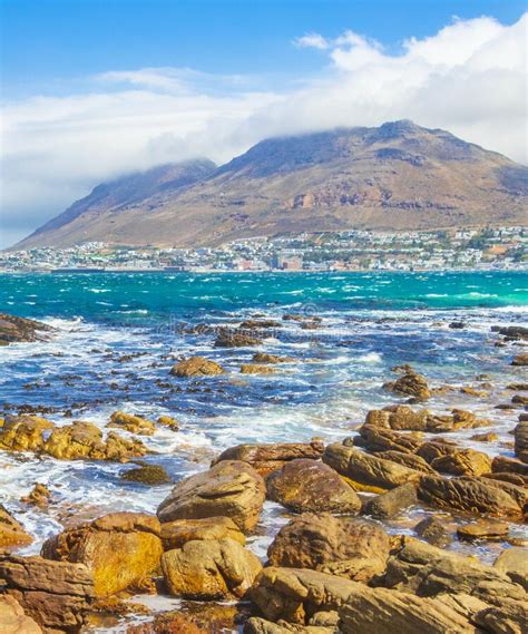 False Bay Rough Coast Landscape Town Cape Town South Africa Stock Photo