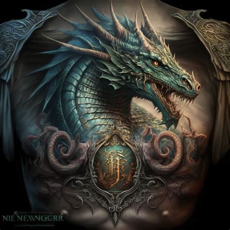 Kanonknaphus Dragon CHEST Tattoo Saying Never Forget HYPERREALISTIC