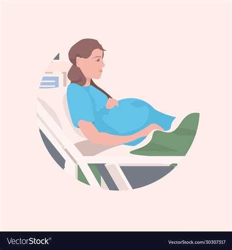 pregnant woman lying in hospital bed before vector image