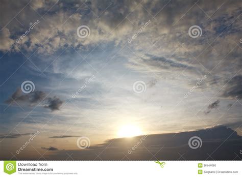 Bright Blue Sky And Sun Shine Landscape Stock Photo