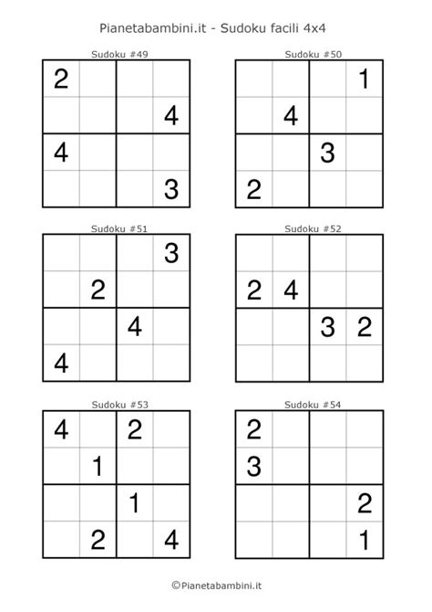 Sudoku Per Bambini 54 Schemi Facili 4x4 Da Stampare Gratis