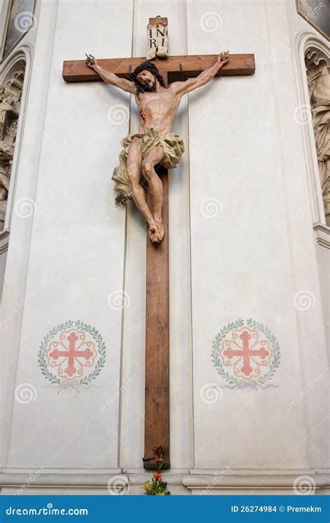 Jesus On Wooden Cross In Catholic Church Stock Images Image 26274984