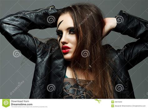 Young Woman Styled Like Rock Star Stock Image Image Of Beautiful Clothing 26670203