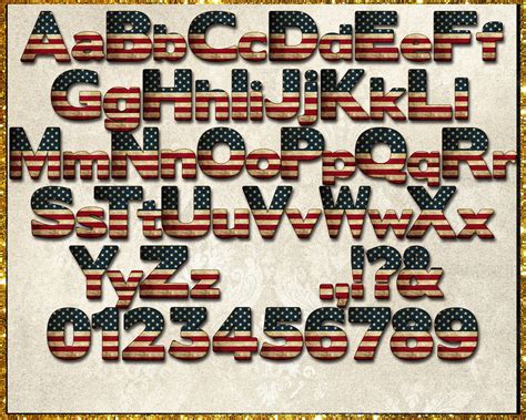 American Flag Alphabet Font Clipart Instant Download Etsy