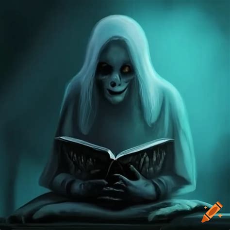 Ghost Reading A Scary Story Book On Craiyon