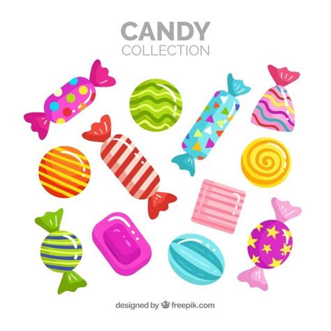 Candy Collection With Colorful Candies And Lollipops