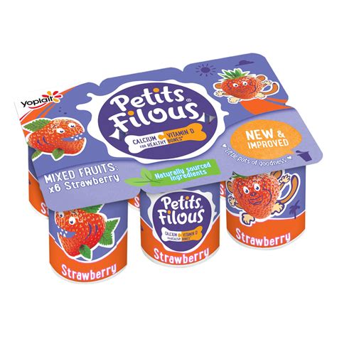 Petits Filous Kids Strawberry Yoghurt Pots 6 X 47g Kids Yogurt