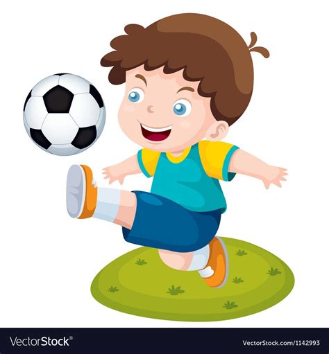 Boy Playing Soccer Royalty Free Vector Image Vectorstock เด็ก กีฬา