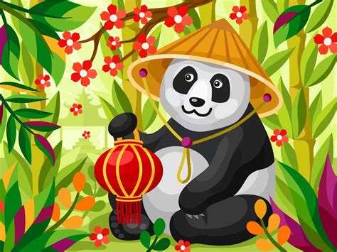 Chinese Panda Chinese Panda Panda Illustration Dot Art Painting