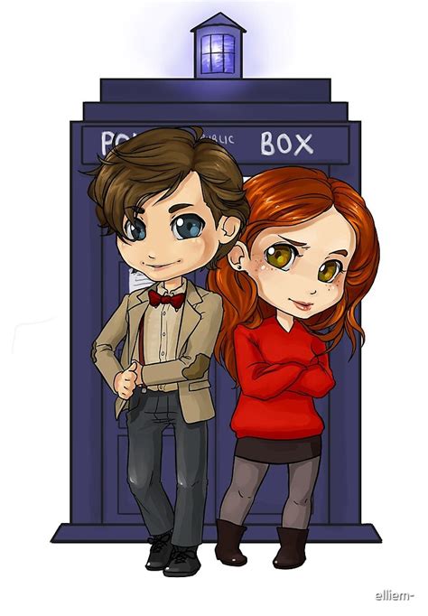 Chibi 11th Doctor And Amy Pond By Elliem Redbubble